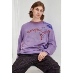 UO Urban Outfitters Graphic Doodle Purple Sweatshirt Size Small